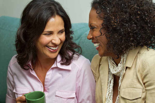 Beautiful mature woman talking and smiling.