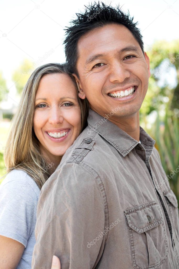 Mixed race couple.