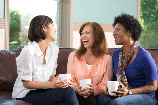 Diverso grupo de amigos conversando e rindo . — Fotografia de Stock