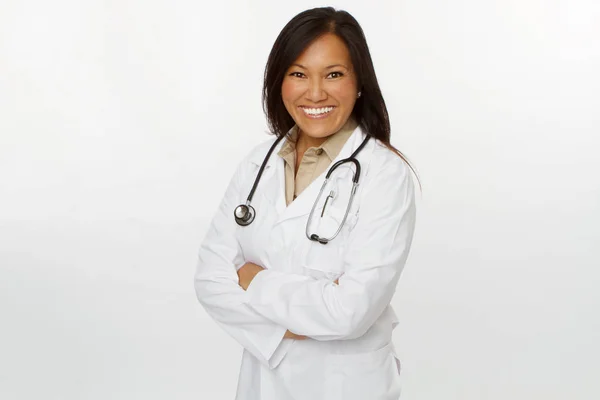 Popisný asijské doktor s úsměvem. Stock Snímky