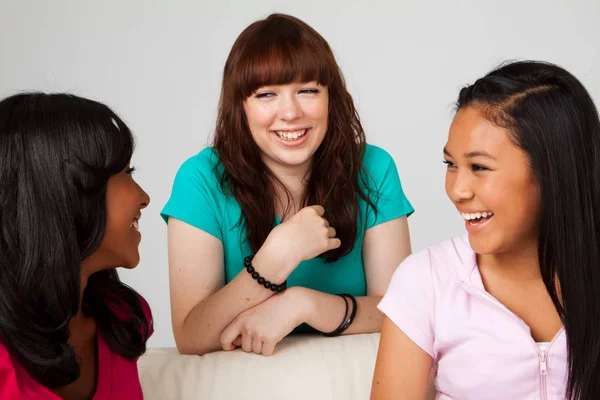 Diverse group of teens isolated on white. — Stock Photo, Image