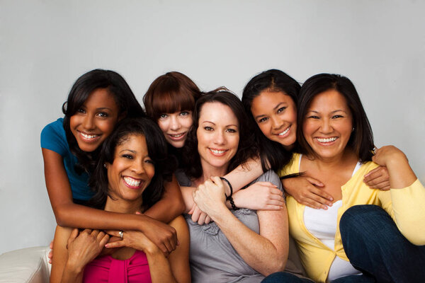 Diverse group of mothers and daughters.