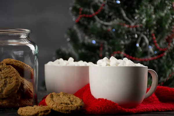 Hot chocolate with marshmallow and cookies — Stock Photo, Image