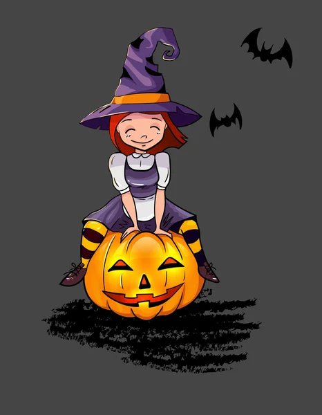 Vektorillustration einer Halloween-Hexe — Stockvektor