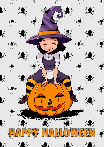 Ilustração vetorial de uma bruxa de Halloween —  Vetores de Stock