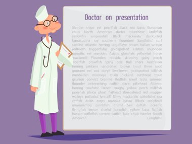 Doktor sunu üzerinde. Pano tıbbi verilmesi ile .