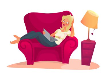 cartoon character. woman relaxing clipart