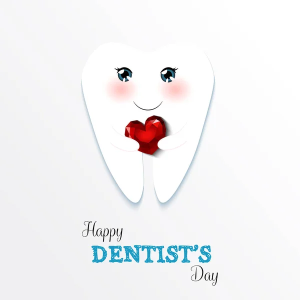 Cute greeting card Happy Dentist Day — Stock Vector