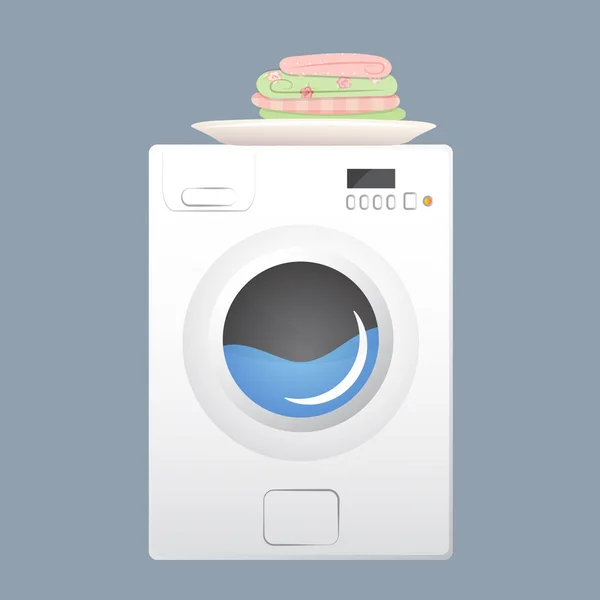 Waschmaschine mit Korb. flache Vektor-Illustration. — Stockvektor