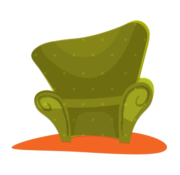 Green modern style Armchair in cartoon — Stock Vector