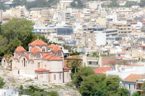 Kostel Svatého Marina Agia Marina Čtvrti Thissio Atény Řecko — Stock fotografie