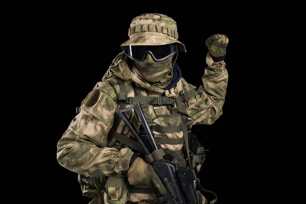 Különleges erők katonája, puska. — Stock Fotó