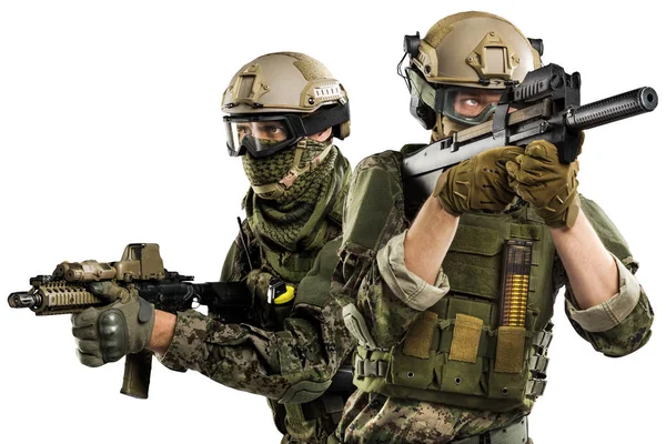 Grupp soldater med vapen. — Stockfoto