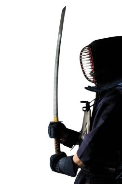 Kılıçlı erkek kendo zırhı.