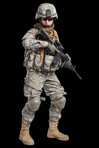 Női Us Army soldier puska. — Stock Fotó