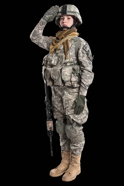 Soldado do Exército dos EUA com espingarda . — Fotografia de Stock