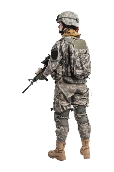 Жінка-солдатів армії США з гвинтівки. — стокове фото