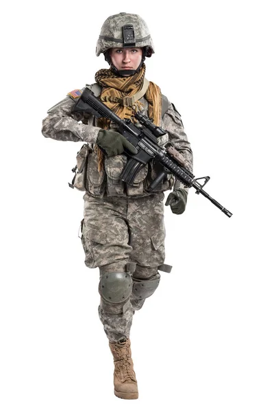 Жінка-солдатів армії США з гвинтівки. — стокове фото