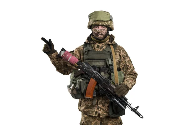 Ukraine Officer Mechanized Infantry Uniform Isolated Clipping Path White Background — Stock Photo, Image