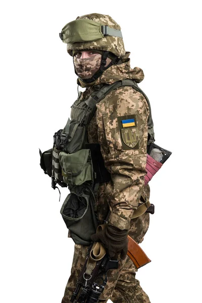 Ukrainischer Offizier Mechanisierter Infanterie Uniform Isoliert Mit Clipping Pfad Auf — Stockfoto