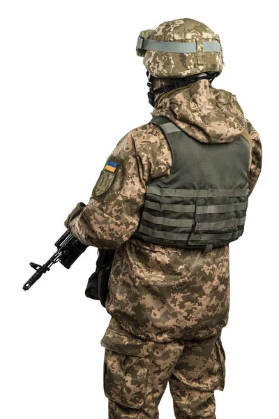 Ukraina Officer Mekaniserat Infanteri Uniform Isolerad Med Klippning Väg Vit — Stockfoto