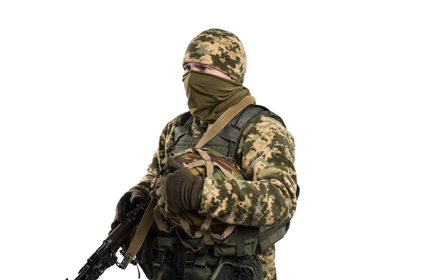 Украинский Офицер Механизированной Пехотной Форме Изолирован Вырезкой Пути Белом Фоне — стоковое фото