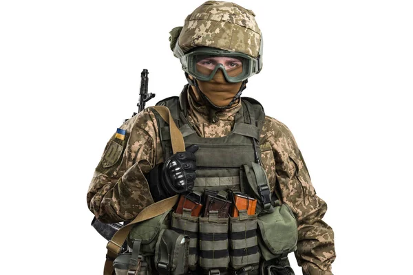 Ukrainischer Offizier Mechanisierter Infanterie Uniform Isoliert Mit Clipping Pfad Auf — Stockfoto