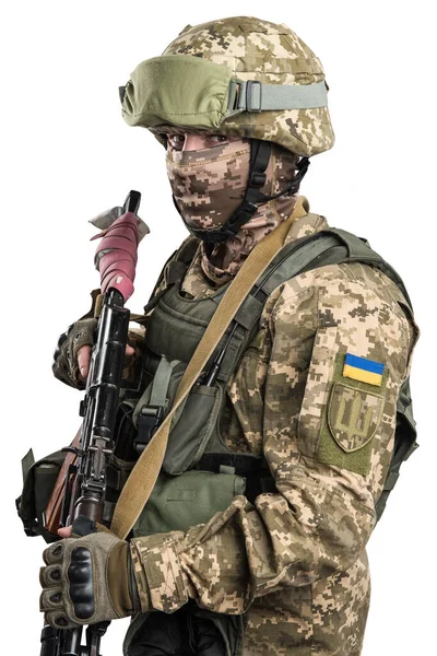 Ukrainischer Offizier Mechanisierter Infanterie Uniform Isoliert Mit Clipping Pfad Auf — Stockfoto