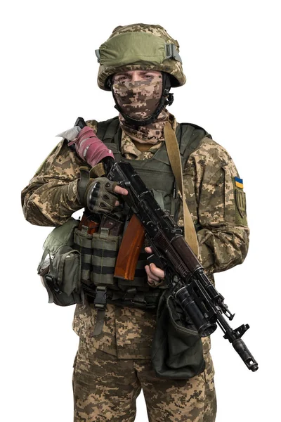 Ukraine Officer Mechanized Infantry Uniform Isolated Clipping Path White Background — Stock Photo, Image