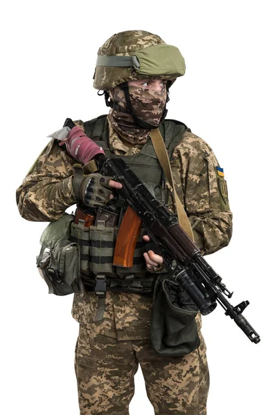 Oekraïne Officier Gemechaniseerde Infanterie Uniform Geïsoleerd Met Clipping Pad Witte — Stockfoto