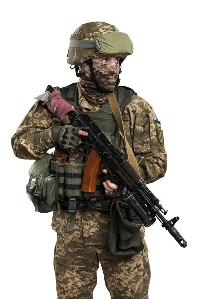 Ukrainischer Offizier Mechanisierter Infanterie Uniform Isoliert Mit Clipping Pfad Auf — Stockfoto