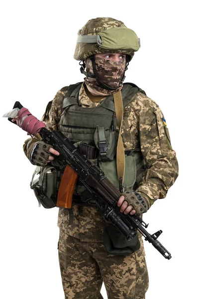 Ukrainischer Offizier Mechanisierter Infanterie Uniform Isoliert Mit Clipping Pfad Auf — Stockfoto