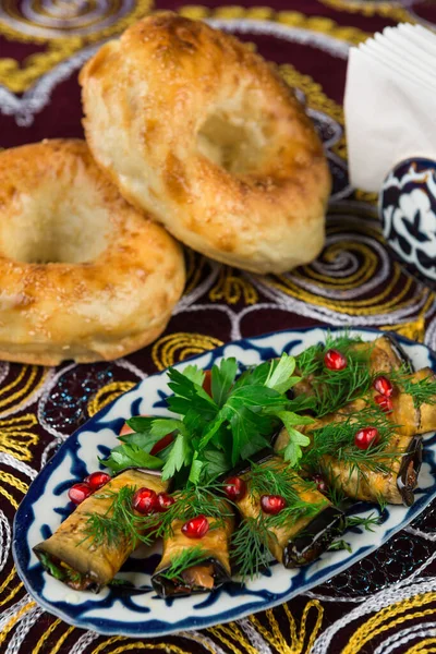 Uzbek Roll Eggplant — Stock Photo, Image