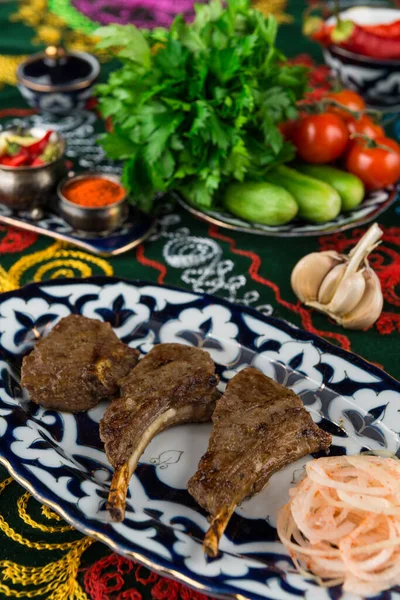 Tender lamb, roasted on coals
