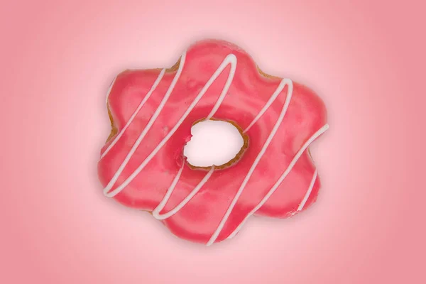 Donut Com Polvilhas Isoladas Sobre Fundo Rosa — Fotografia de Stock