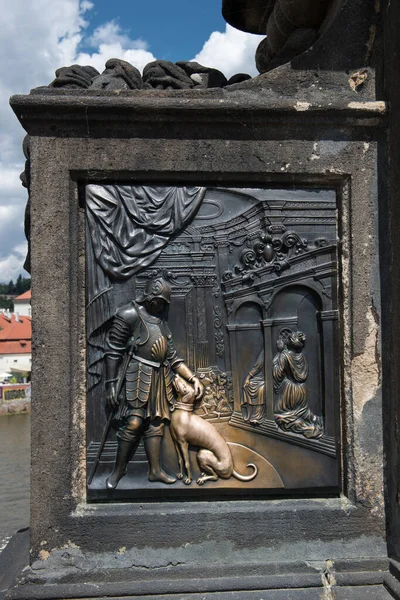 Praga Republika Czeska Lipiec 2016 Posąg Moście Karola Alias Karluv — Zdjęcie stockowe