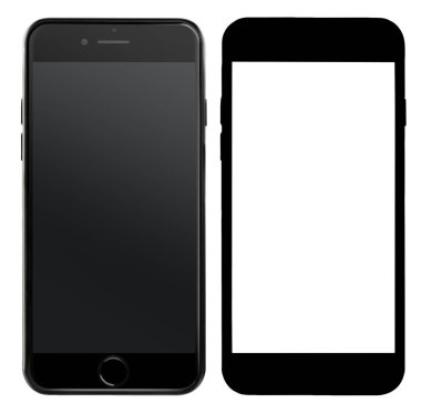 MOSCOW, RUSSIA - 23 Nisan 2017: Yeni siyah iPhone 7 ve alfa kanalı.