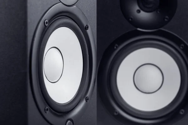 Black Speakers White Background Shot Studio Isolated Clipping Path — Stock Photo, Image
