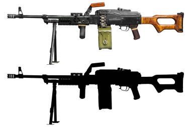 Beyaz arkaplanda izole edilmiş alfa kanallı makineli tüfek