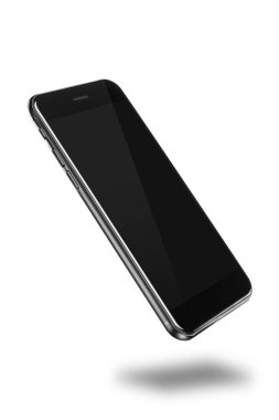 Siyah akıllı telefon. Beyaz arkaplanda izole