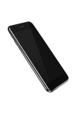 Siyah akıllı telefon. Beyaz arkaplanda izole