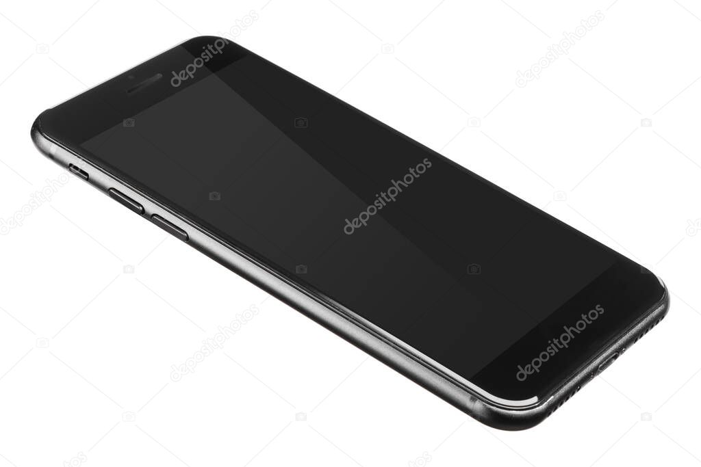 Black smartphone isolated on white background