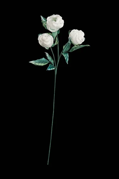 Rose Blanche Artificielle Sur Fond Noir — Photo