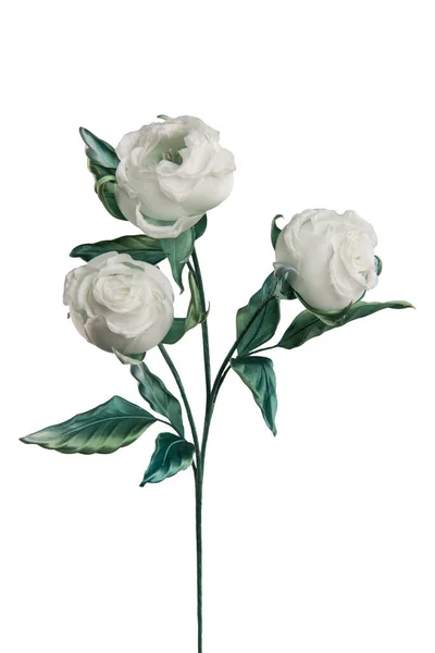 Rosa Bianca Artificiale Sfondo Bianco — Foto Stock