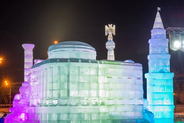 Moscow Russia January 2017 Christmas New Year Exhibition Ice Sculptures — Stock Photo, Image