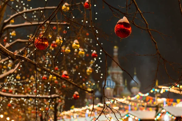 Moscou Russie Janvier 2017 Arbres Décorés Boules Noël Sur Place — Photo