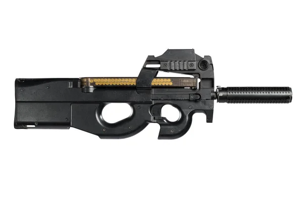 Пистолет Пулемет Глушителем Личное Защитное Оружие Изолированный Вырезанием Пути Белом — стоковое фото