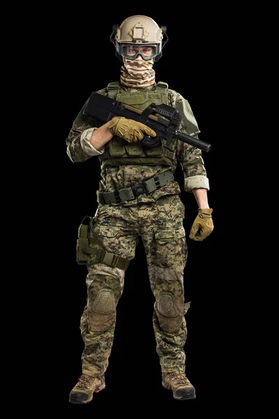 Man Uniform Van Tactical Units Police Met Submachinegeweer P90 Studio — Stockfoto