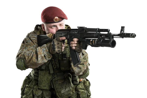 Männchen Russischer Mechanisierter Infanterie Uniform Isoliert Mit Clipping Pfad Auf — Stockfoto