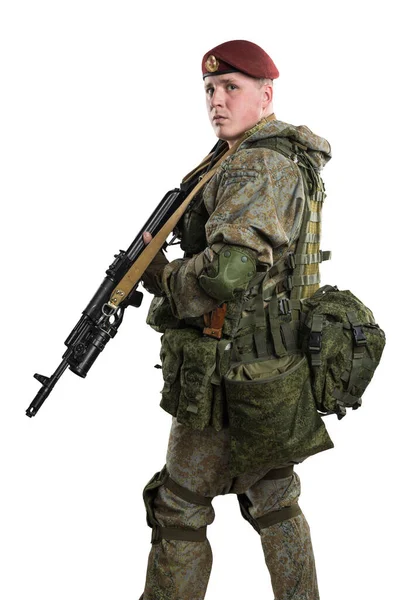 Männchen Russischer Mechanisierter Infanterie Uniform Isoliert Mit Clipping Pfad Auf — Stockfoto